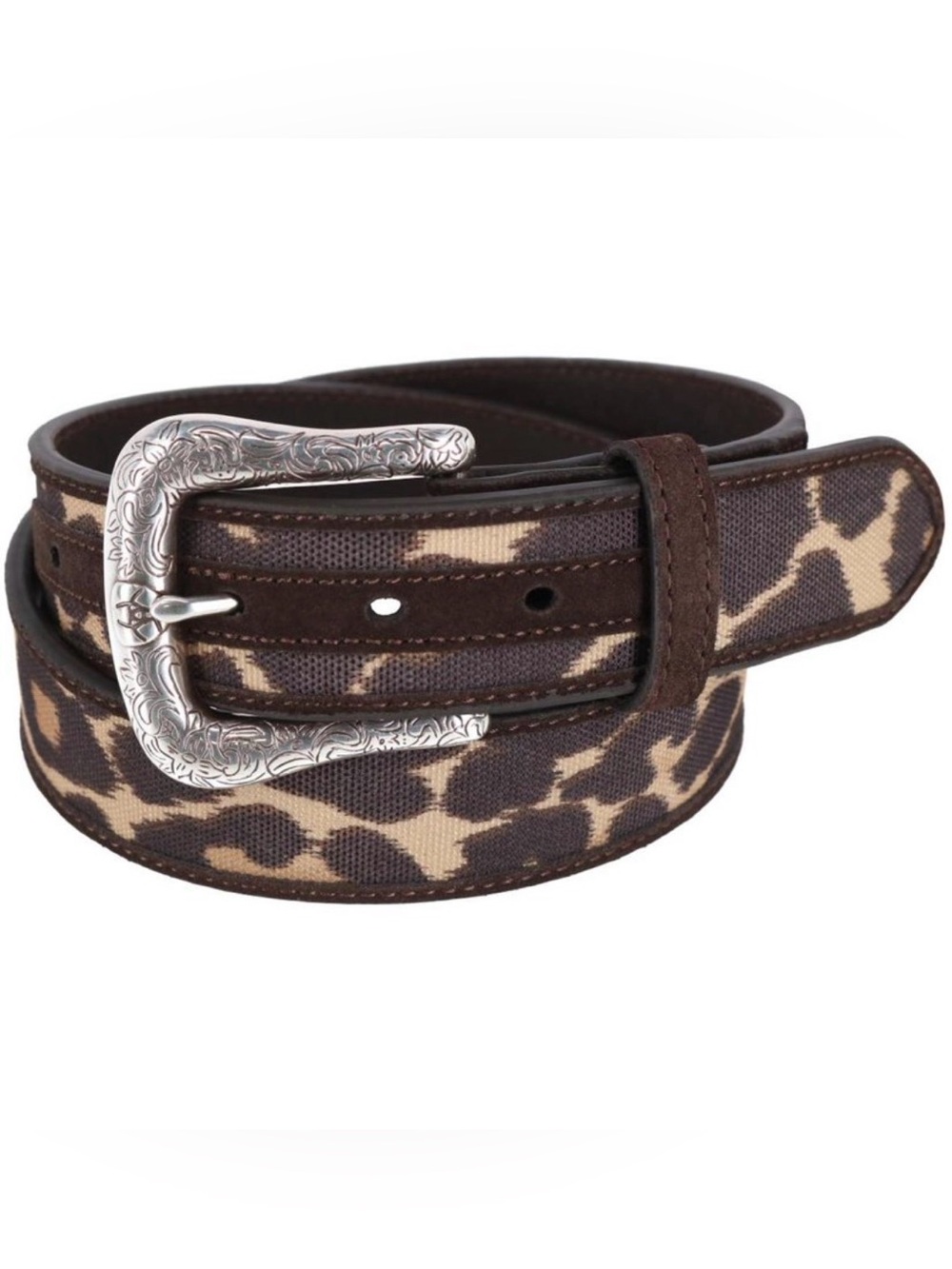Ariat Western Cheetah Print Canvas Genuine Leather Belt Size S